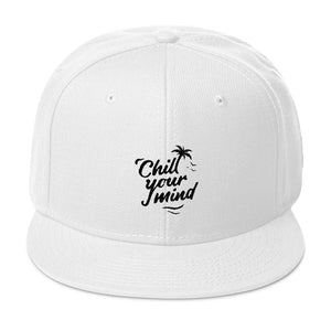 ChillYourMind - White Embroidered Snapback Hat