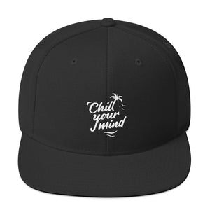 ChillYourMind - Black Embroidered Snapback Hat